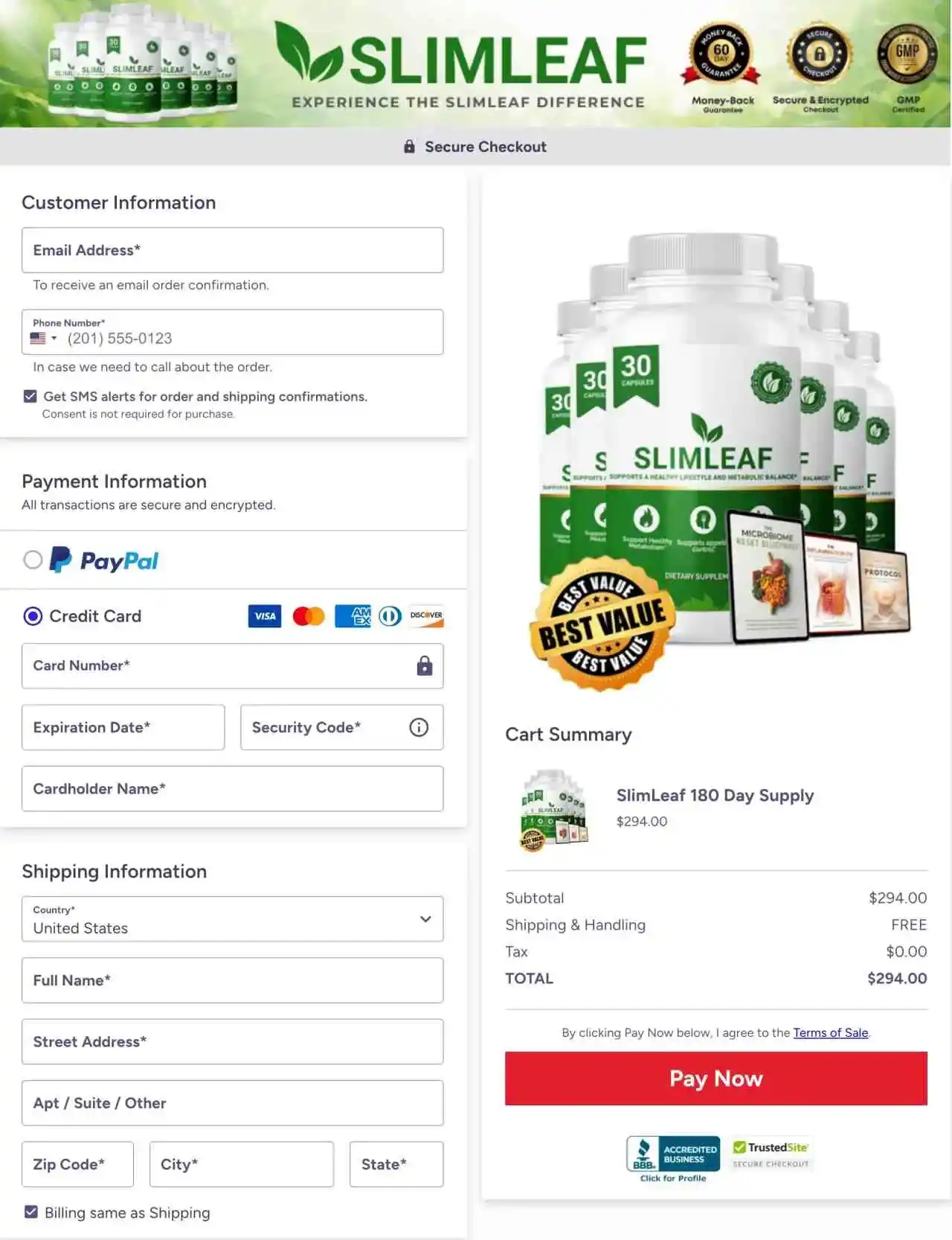 SlimLeaf Official Secure Order Page — Checkout